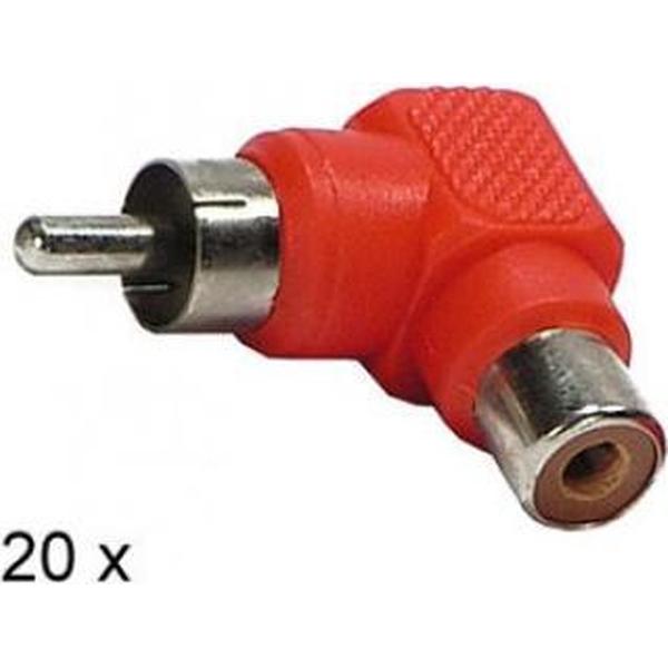 RCA 90Â° conn. mannelijk>vrouwelijk RED 20 stuks