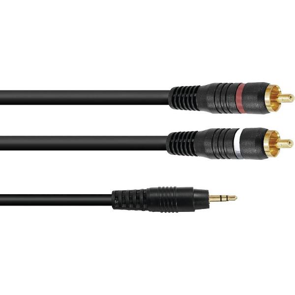 OMNITRONIC jack kabel 3 5 mm - jack naar tulp - aux kabel - audio kabel 3.5 Jack/2xRCA 3m bk
