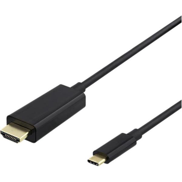 DELTACO USBC-HDMI1005-K, USB-C naar HDMI kabel, Ultra HD 4K 60Hz, 0.5 m, zwart