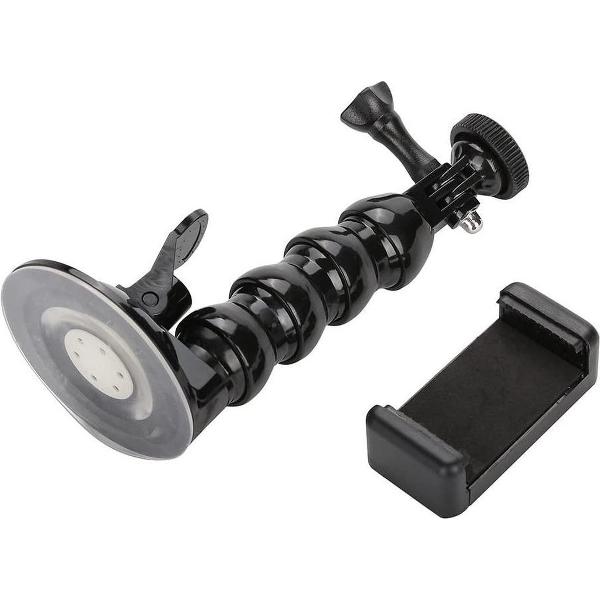PRO SERIES Zuignap Car Mount Sucker Bracket met gsm-Houder voor GoPro / DJI OSMO en ActionCam - Zwart