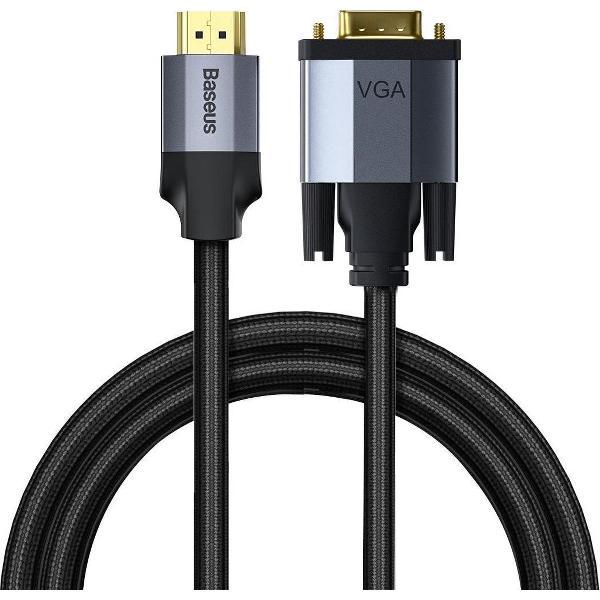 Premium HDMI naar VGA Kabel - 1 meter - Male naar Male 1080P - Plug and play - Space Gray / Zwart