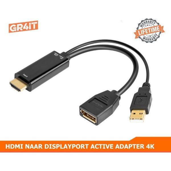 HDMI naar DisplayPort Adapter (4K @ 30Hz) - Actieve Coverter