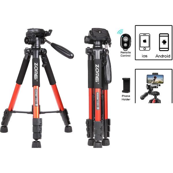 Professioneel Universeel Lichtgewicht DSLR Camerastatief - Voor de Sony / Canon / Nikon Camera – Tripod 140CM - Oranje