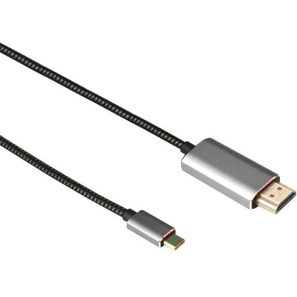 NÖRDIC USBC-N1310, USB-C naar HDMI kabel, Ultra HD 4K 60Hz, 1 meter, Space grey