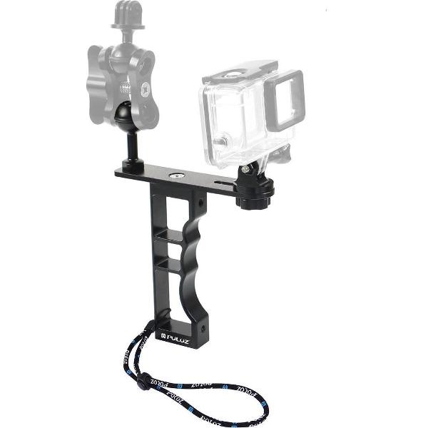 PULUZ CNC-aluminium duikhandbeugel voor fotografie met Ã©Ã©n hand, compatibel met DJI Osmo Action, GoPro NIEUWE HERO / HERO7 / 6/5/5 sessie / 4 sessie / 4/3 + / 3/2/1, Xiaoyi en andere actiecamera's, DSLR-camera's (zwart)