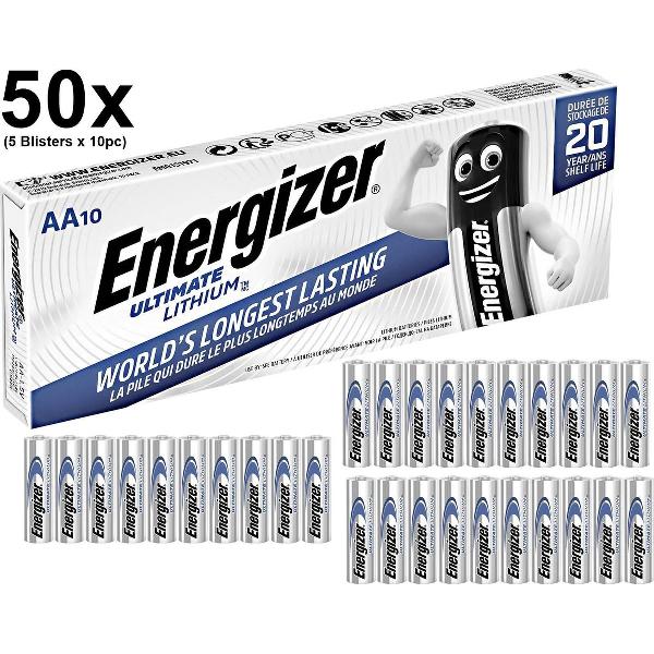 AA L91 Energizer Ultimate Lithium 3000mAh 1.5V - 50 Stuks (5 Blisters a 10st)