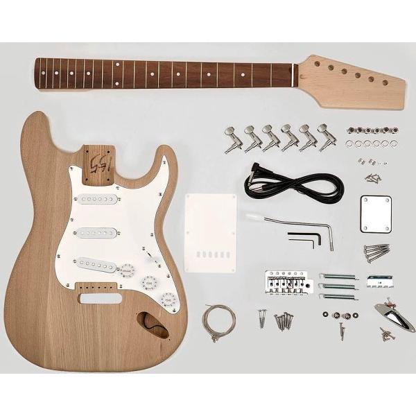 gitaar zelfbouwpakket, Stratocaster model, ash body S-S-S frezing, 21 frets