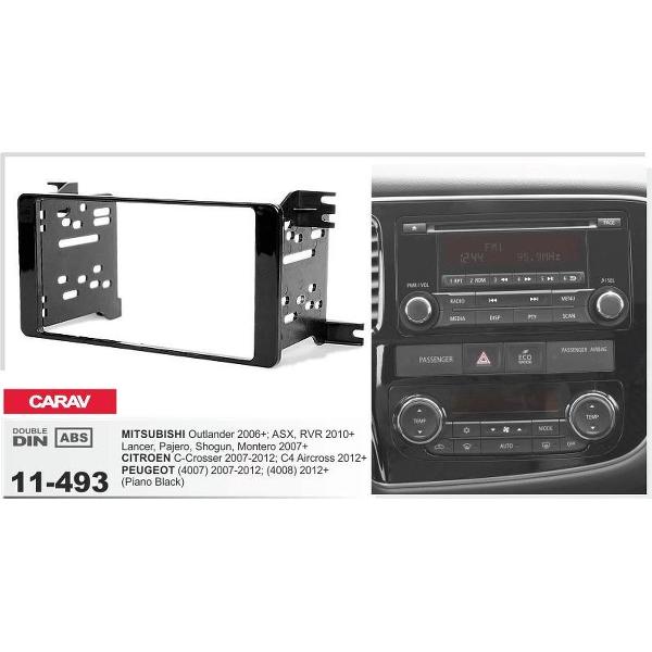 2-DIN CITROEN C-Crosser 2007-2012; C4 Aircross 2012+ / MITSUBISHI Outlander 2006+; Lancer, Pajero, Shogun, Montero 2007+; ASX, RVR 2010+ / PEUGEOT (4007) 2007-2012; (4008) 2012+ (Piano Black) afdeklijst / installatiekit Audiovolt 11-493