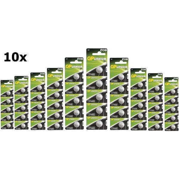 50 Stuks (10 Blisters a 5st) - GP CR1632 125mAh 3V Lithium Knoopcel Batterij