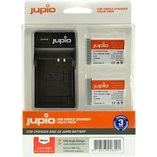 Jupio Kit: 2x Battery NB-13L + USB Single Charger
