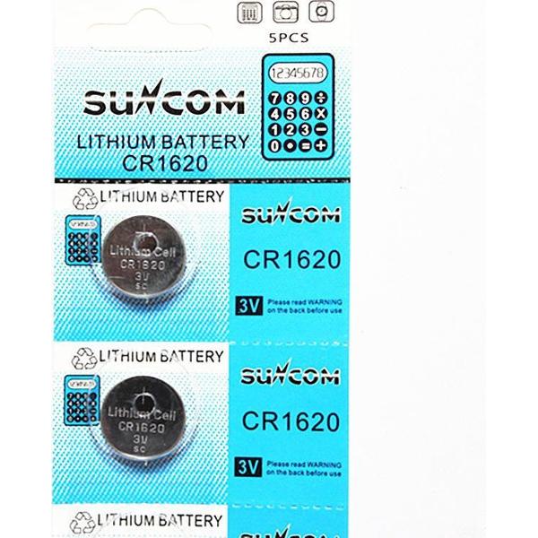 Suncom CR1620 Knoopcel Batterijen - (5 stuks) CR1620, 5009LC, L08, ECR1620, Citizen 280-208, Seiko SB-T17, Timex EA, Univer Cel 567, DL1620, ECR1620, BR1620, 280-208, DL1620B, BR1620-1W, CR1620-1W, KCR1620, LM1620, 5009LC