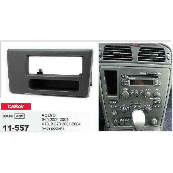 1-DIN VOLVO S60 2000-2004; V70, XC70 2001-2004, (with pocket) afdeklijst / installatiekit audiovolt 11-557