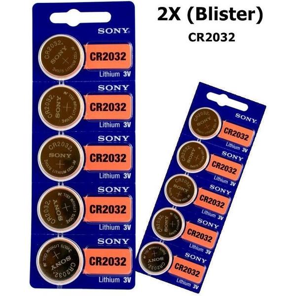 10 Stuks (2 Blisters a 5st) - Sony CR2032 3V lithium knoopcel batterij