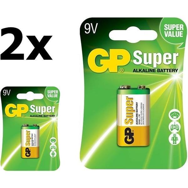 2 Stuks (2 Blister a 1st) GP Super Alkaline 6LR61/9V batterij