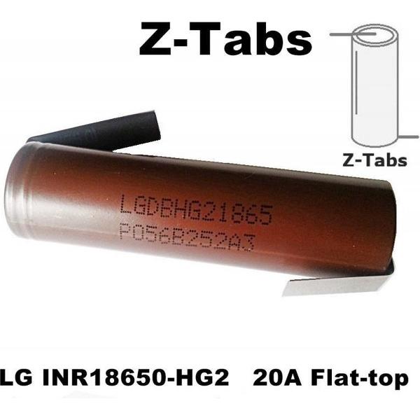 1 Stuk - Type - Z-Soldeerlippen - LG INR18650-HG2 20A 3000mAh 3.6V