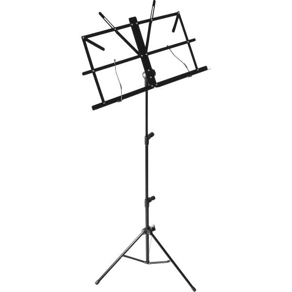 Muziekstandaard - opvouwbaar en in hoogte verstelbaar - Vonyx inklapbare lessenaar voor bladmuziek - inclusief luxe draagtas - Zwart