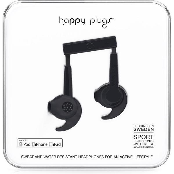 Happy Plugs Sports Mfi - In-Ear Hoofdtelefoon - Zwart