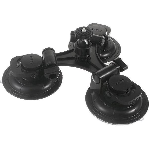 Shop4 - Actioncam Autohouder - 3-Zuignappen Zwart