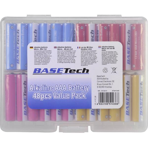 AAA batterij (potlood) Basetech Alkaline 1.5 V 48 stuks