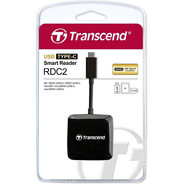 Transcend RDC2 geheugenkaartlezer Zwart USB 2.0 Type-C