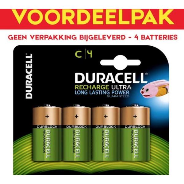 Duracell C oplaadbare batterijen - 4 batterijen - onverpakt - 4pack voordeel