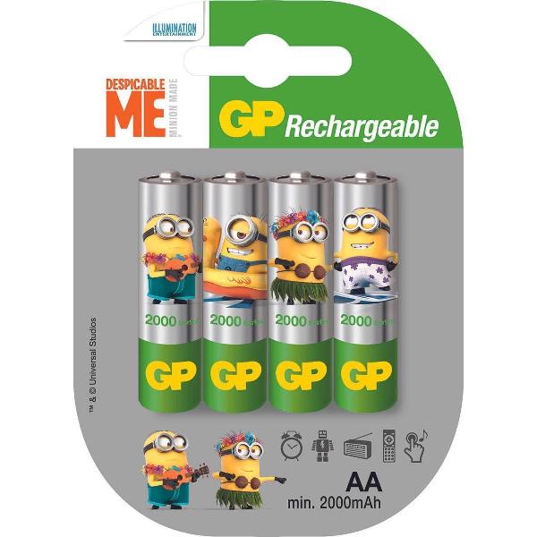 GP ReCyko+ oplaadbare AA Mignon penlite, blister 4 Minions