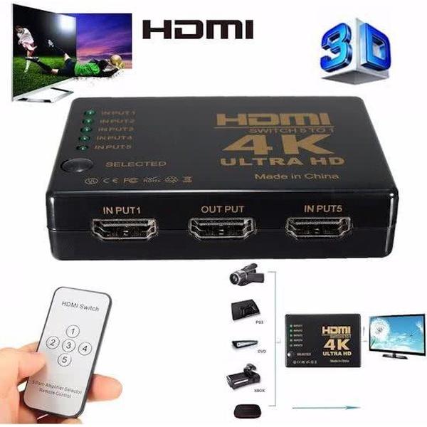 HDMI 4K Switch Splitter Inclusief Afstandsbediening 1080P 4K 5 Poorts