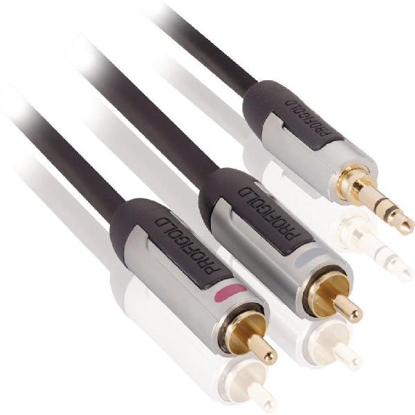 Profigold 3,5mm Jack - Tulp stereo audio kabel - zwart - 2 meter