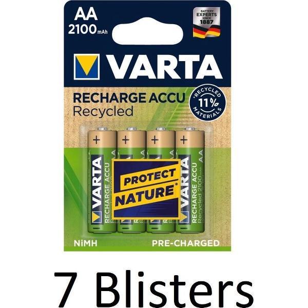 28 Stuks (7 Blisters a 4 st) Varta Recycled AA Oplaadbare Batterijen - 2100 mAh