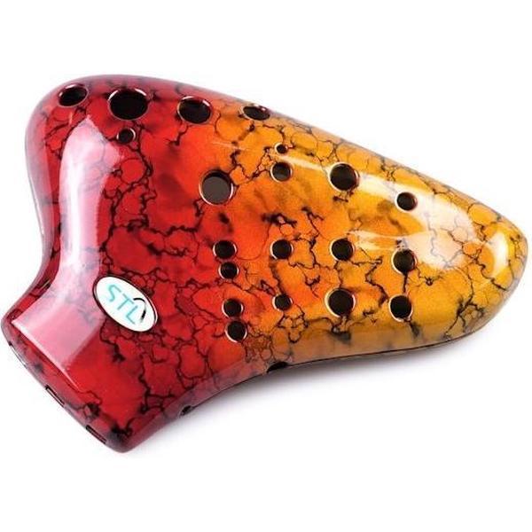 STL Triple Ocarina - 3 Octave Range - Plastic - C Major (Red/Orange)
