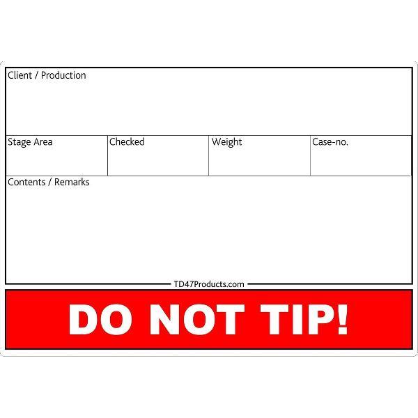 TD47 Flightcase Tour Label 212x 150mm + DO NOT TIP!