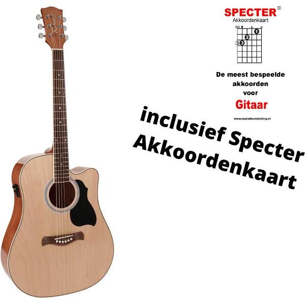 Richwood semi akoestische gitaar met handige akkoordenkaart
