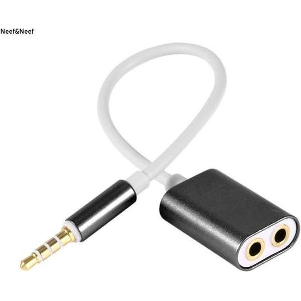 Audio splitter - Hoofdtelefoon splitter-koptelefoon splitter- 3.5mm - Silver 3.5mm audio mic splitter - dubbele jackplug - audiokabel - koptelefoon