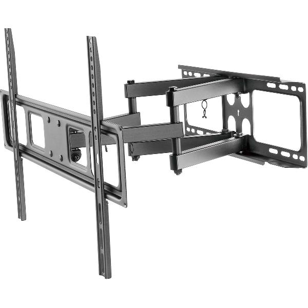 Deltaco ARM-1203, Draaibare Muurbeugel, draaipunt 3x, monitor of TV, Tv-beugel, 37 t/m 70 inch, max. 40kg, kantelbaar, wandbeugel, VESA, gebogen tv, met waterpas – zwart
