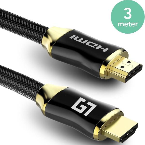LifeGoods HDMI Kabel 2.0 Gold Plated - High Speed Cable - 18GBPS - Full HD 1080p - 3D - 4K (60 Hz)- Ethernet - Audio Return Channel - HDMI naar HDMI - Male to Male - Voor TV - DVD - Laptop - Tablet - PC - Beeldscherm - Beamer - 3 Meter