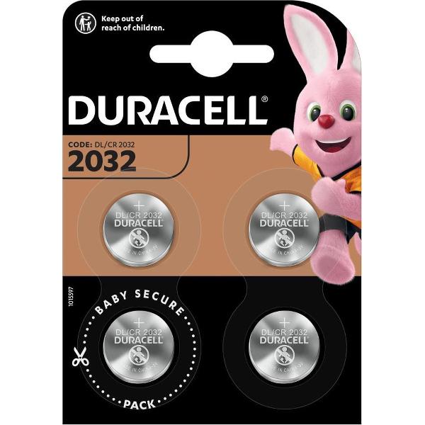 Duracell Specialty 2032 Lithium-knoopcelbatterij 3V, verpakking van 4 stuks (DL2032/CR2032)