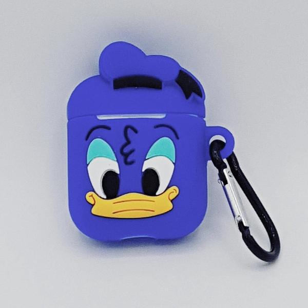 Cartoon Silicone Case voor Apple Airpods - blue ducky - met karabijn