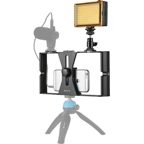 PULUZ 2-in-1 Vlogging kit - Camerahouder - Met belichting - Smartphonehouder - Exclusief microfoon & standaard