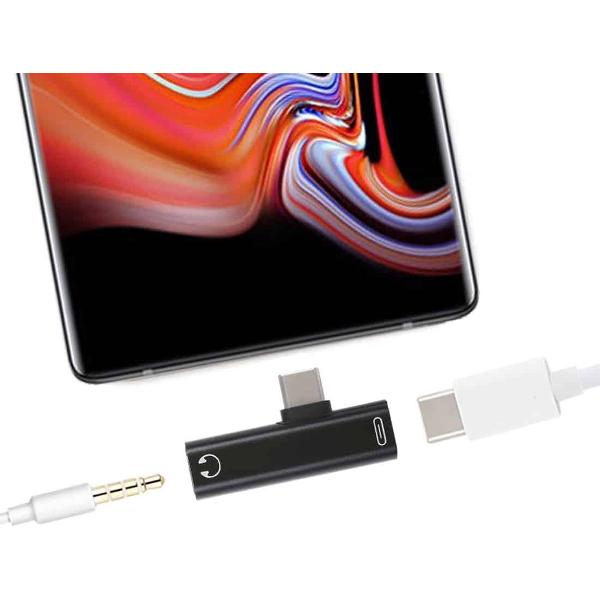 Let op type!! 2 in 1 USB-C/type-C male naar USB-C/type-C vrouwelijke 3.5 mm Jack opladen luisteren adapter (zilver)
