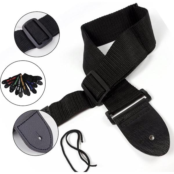 Professionele Verstelbare Stevige Gitaarband - Gitaarbanden - Guitar strap Band - Gitaarriem - Gitaar Riem - Bas Elektrische Akoestische Klassieke Gitaar - Verstelbaar - Nylon - Zwart