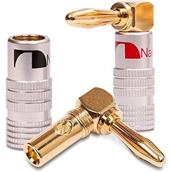 Nakamichi Banaanstekker Haaks | 4 stuks banaanstekkers Haakse variant - Banana plug 4mm