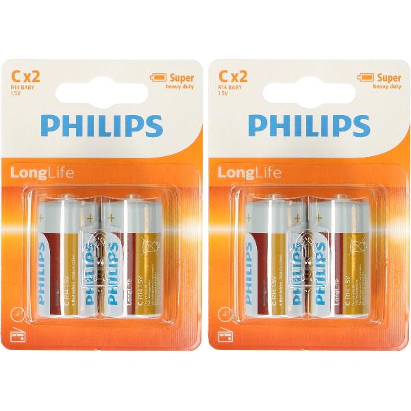 8x Philips Long Life LR14 C-batterijen 1,5 Volt - Altijd handig in huis - Batterijen