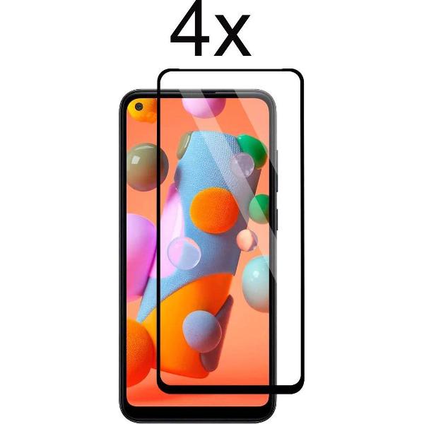 Samsung m11 screenprotector - Beschermglas Samsung galaxy screen protector glas - Full cover - 4 stuks