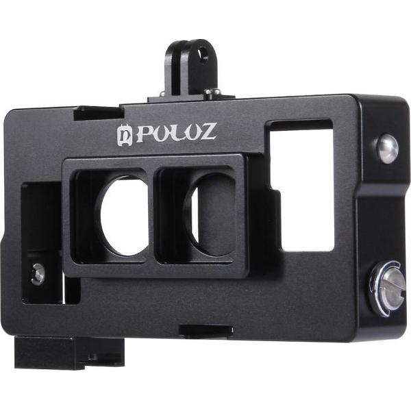 PULUZ 2 in 1 Behuizing Shell CNC Aluminium Beschermende Kooi met Lens Frame voor GoPro HERO4 / 3 + (Zwart)
