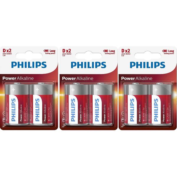 Philips LR20 D Powerlife batterijen 6x stuks - grote batterijen - long lasting