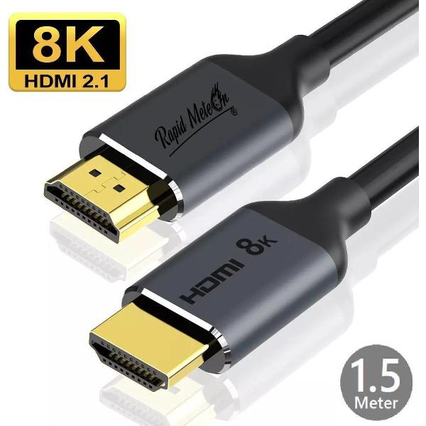 8K HDMI Kabel - Goud - HDMI 2.1 - 4K Ultra HD - 8K / 60Hz - 4K / 120Hz - 48Gbps - PS5 - Rapidmeteor®