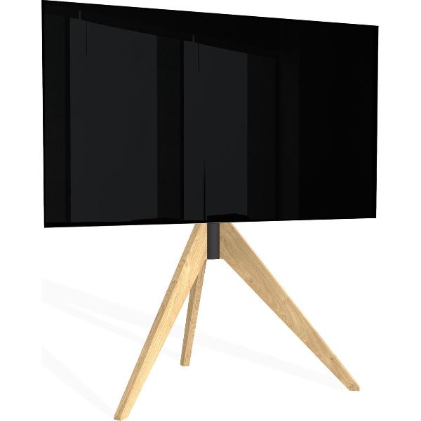 Cavus TRIANGLE Design Tv Vloerstandaard - Massief Eikenhout Driepoot - Tv Meubel geschikt voor 32 - 65 Inch televisies - max 30Kg - VESA 100x200