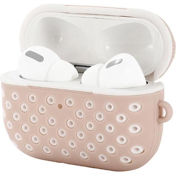 AirPods hoesje van By Qubix - AirPods Pro siliconen hoesje Holow series - Met bevestigingsclip - licht roze