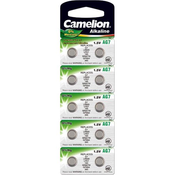 Camelion Alkaline Knoopcel WG7 / LR57, 1,5 Volt, 0% HG - 10 stuks