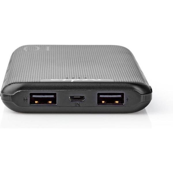 Nedis UPBK10002BK Powerbank 10. 000 Mah 3 Uitgangen 3.0 / 2.1 / 1.0 A Usb-c™ / Micro-usb-ingang Zwart